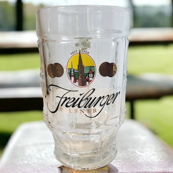 Freiburger Pilsner Beer Stein Glass Mug Cup - Picture 1 of 4